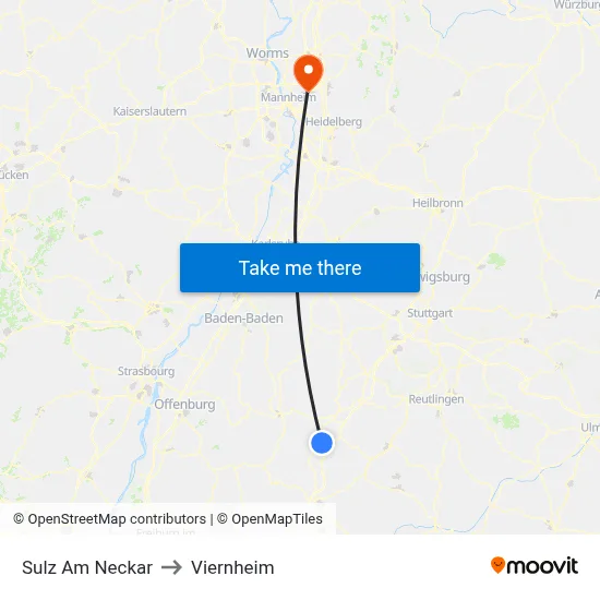 Sulz Am Neckar to Viernheim map