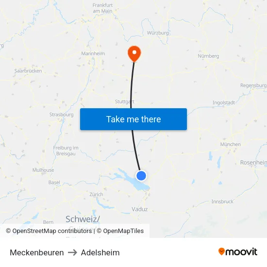 Meckenbeuren to Adelsheim map