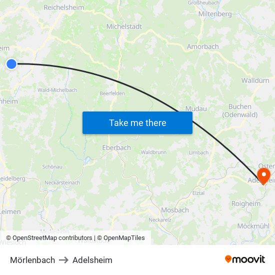 Mörlenbach to Adelsheim map