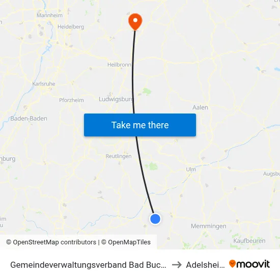 Gemeindeverwaltungsverband Bad Buchau to Adelsheim map