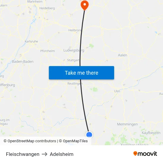 Fleischwangen to Adelsheim map