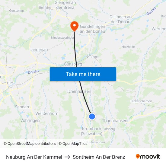 Neuburg An Der Kammel to Sontheim An Der Brenz map