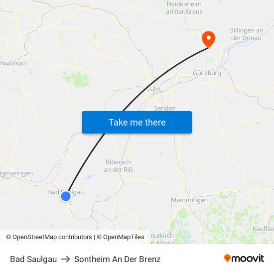 Bad Saulgau to Sontheim An Der Brenz map