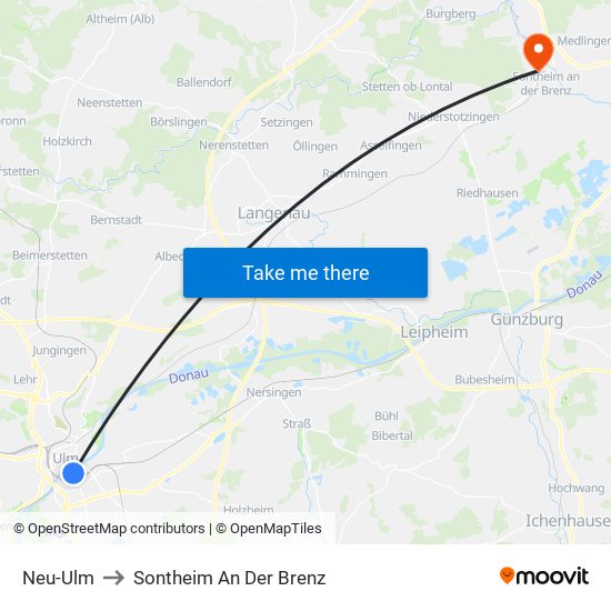 Neu-Ulm to Sontheim An Der Brenz map