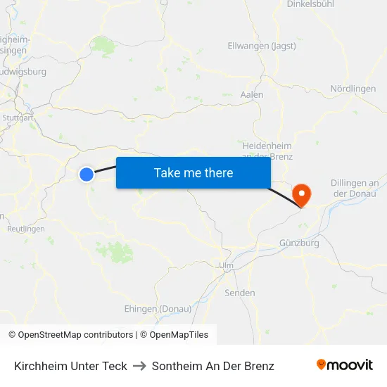 Kirchheim Unter Teck to Sontheim An Der Brenz map