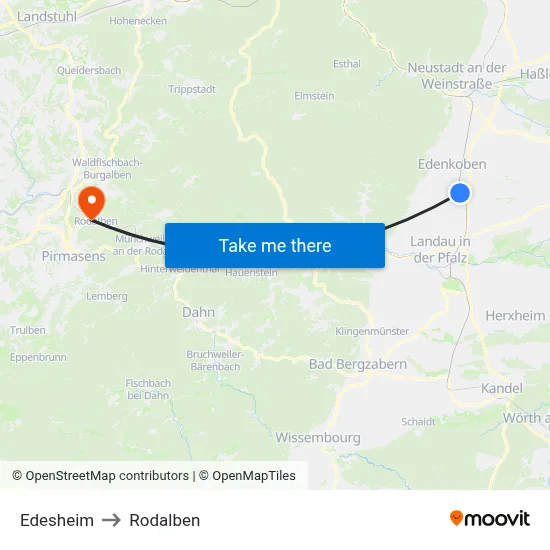 Edesheim to Rodalben map
