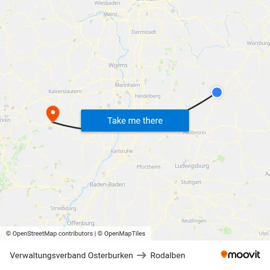 Verwaltungsverband Osterburken to Rodalben map