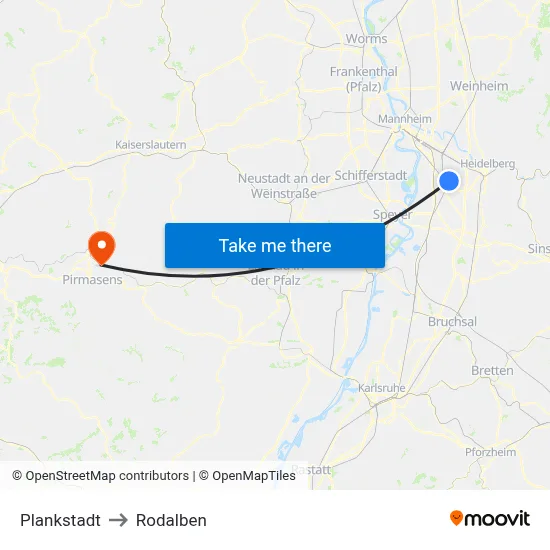 Plankstadt to Rodalben map