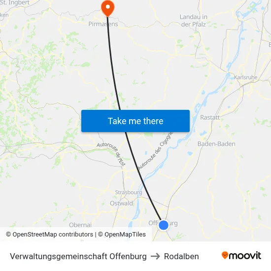 Verwaltungsgemeinschaft Offenburg to Rodalben map