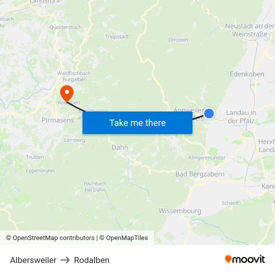 Albersweiler to Rodalben map