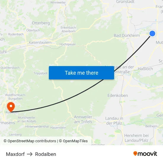 Maxdorf to Rodalben map