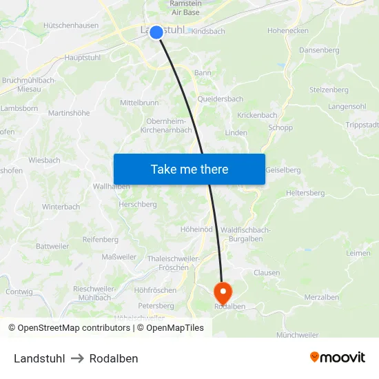 Landstuhl to Rodalben map