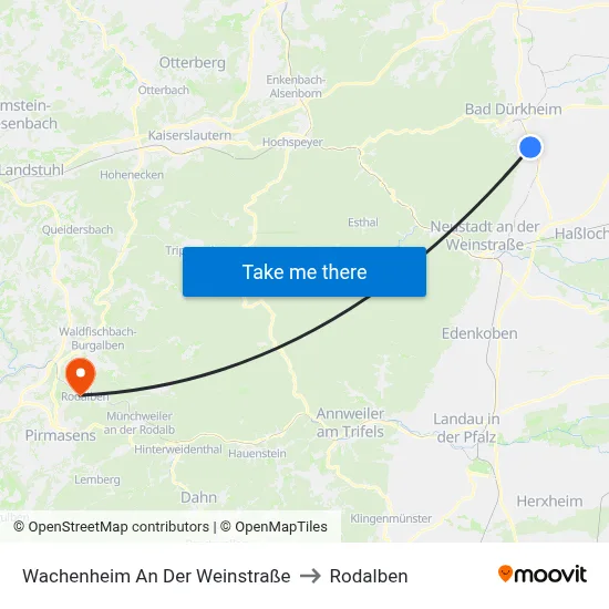 Wachenheim An Der Weinstraße to Rodalben map