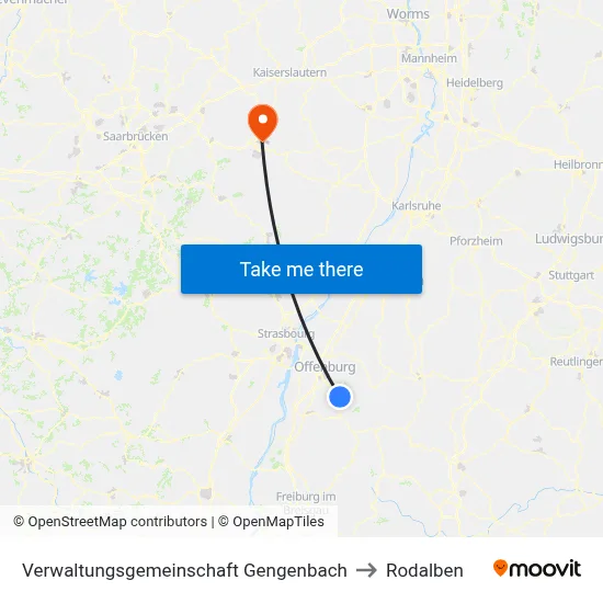 Verwaltungsgemeinschaft Gengenbach to Rodalben map