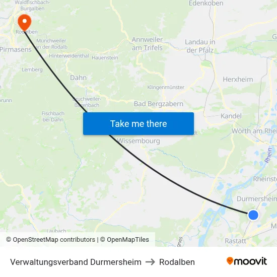 Verwaltungsverband Durmersheim to Rodalben map