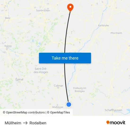 Müllheim to Rodalben map