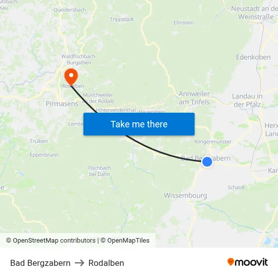 Bad Bergzabern to Rodalben map