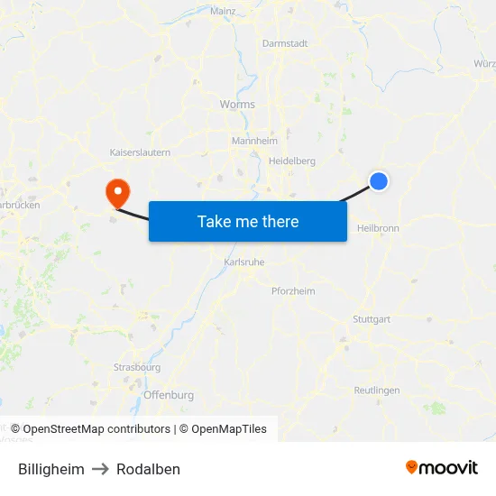 Billigheim to Rodalben map