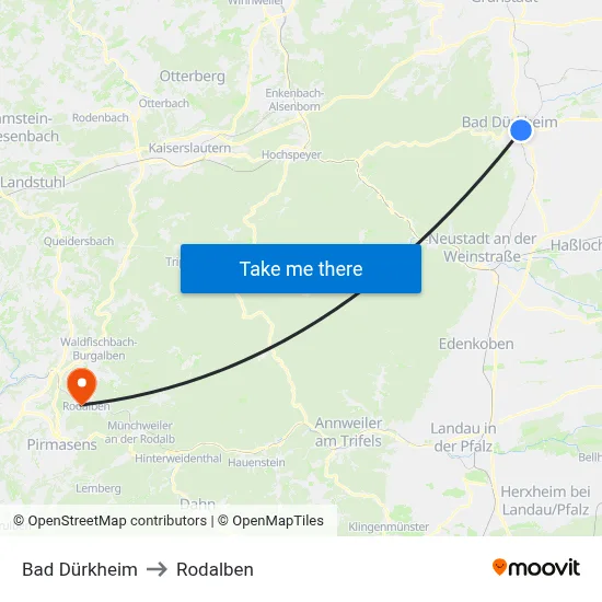 Bad Dürkheim to Rodalben map