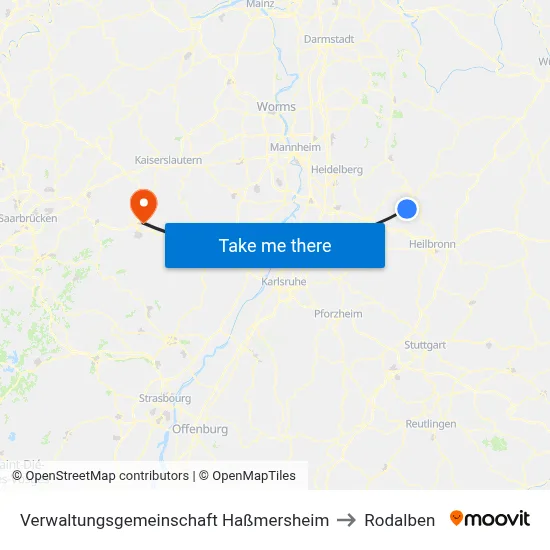 Verwaltungsgemeinschaft Haßmersheim to Rodalben map