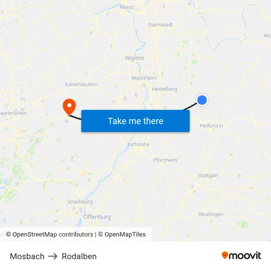 Mosbach to Rodalben map