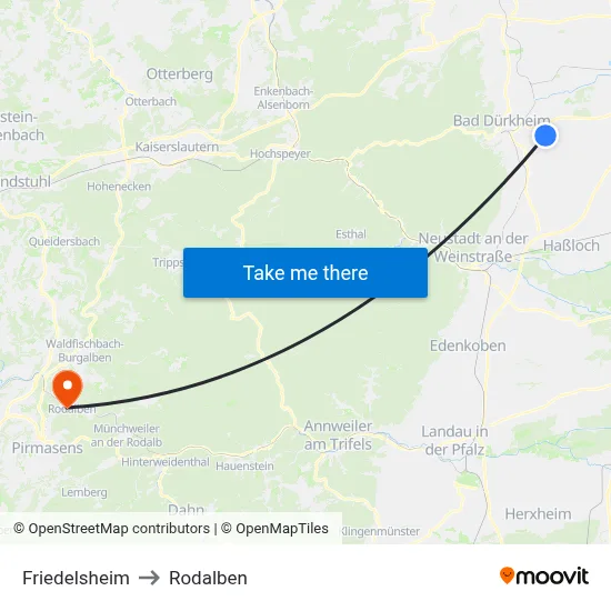 Friedelsheim to Rodalben map