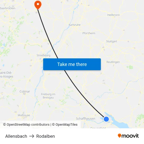 Allensbach to Rodalben map