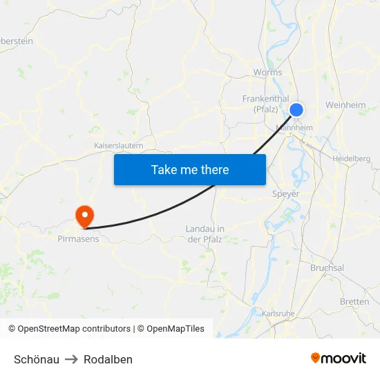 Schönau to Rodalben map