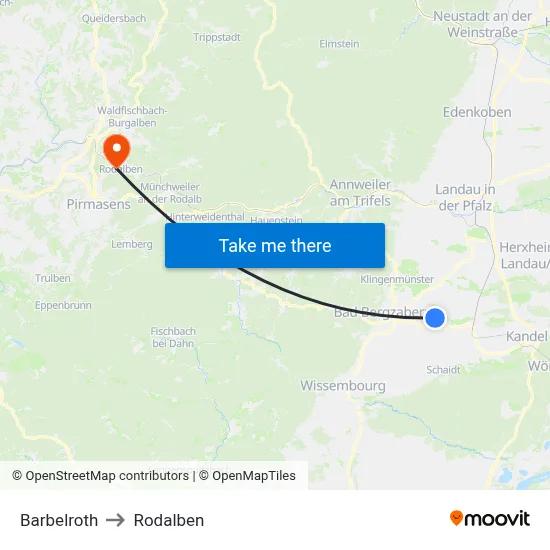 Barbelroth to Rodalben map