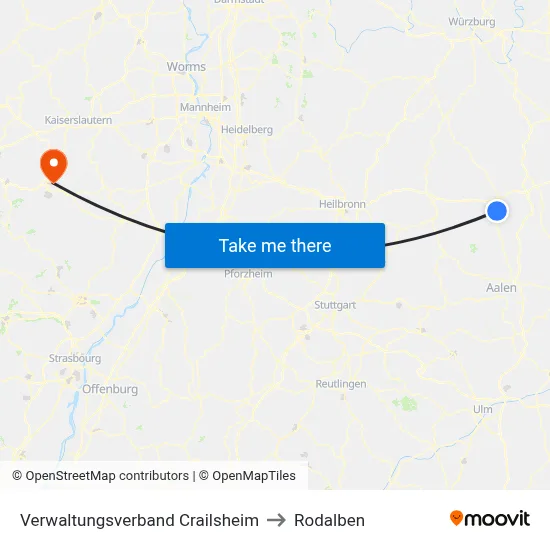 Verwaltungsverband Crailsheim to Rodalben map