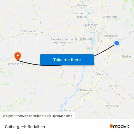 Gaiberg to Rodalben map