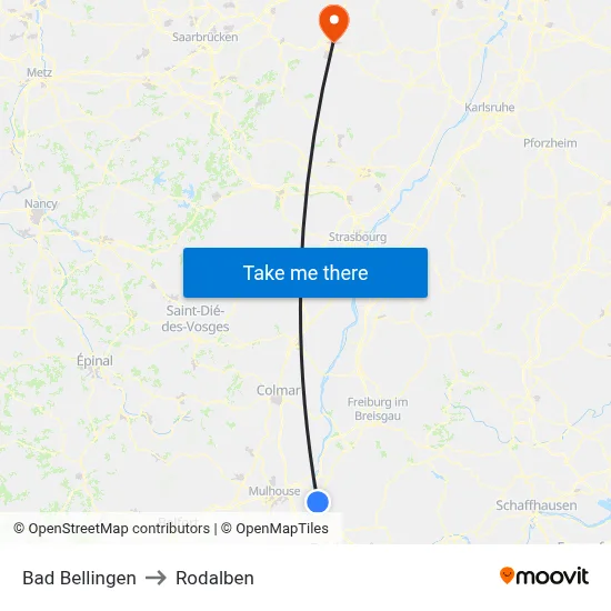 Bad Bellingen to Rodalben map