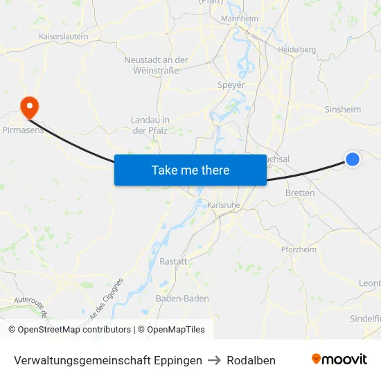Verwaltungsgemeinschaft Eppingen to Rodalben map