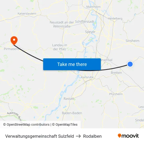 Verwaltungsgemeinschaft Sulzfeld to Rodalben map
