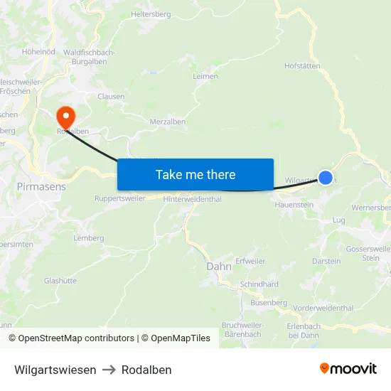 Wilgartswiesen to Rodalben map