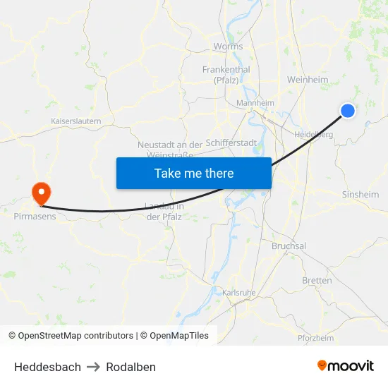 Heddesbach to Rodalben map