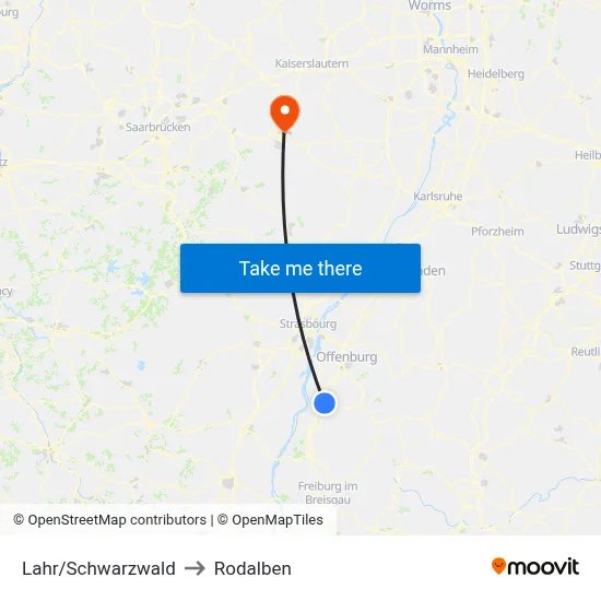 Lahr/Schwarzwald to Rodalben map
