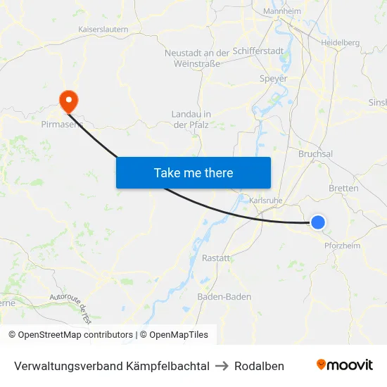 Verwaltungsverband Kämpfelbachtal to Rodalben map