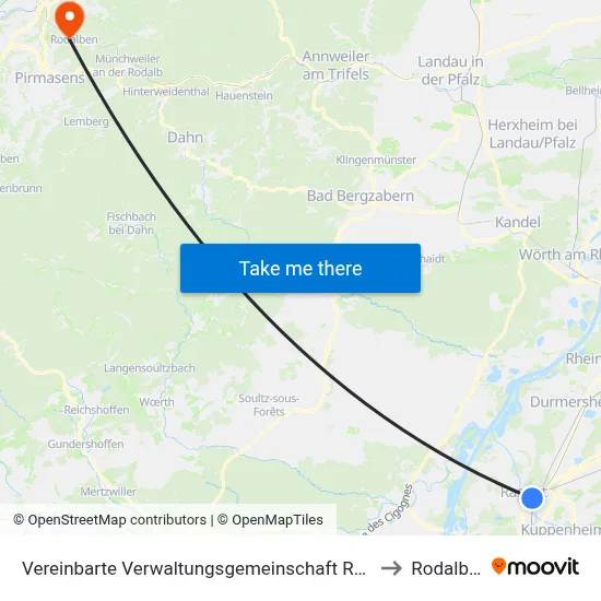 Vereinbarte Verwaltungsgemeinschaft Rastatt to Rodalben map