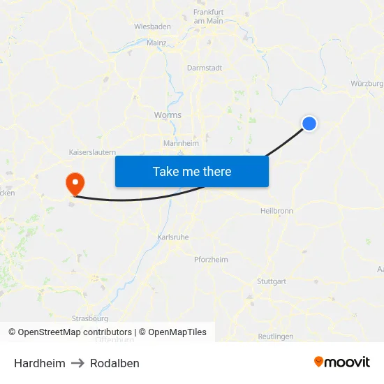 Hardheim to Rodalben map