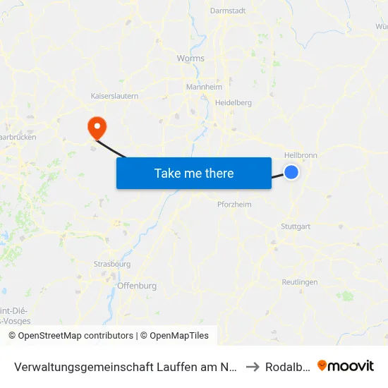 Verwaltungsgemeinschaft Lauffen am Neckar to Rodalben map