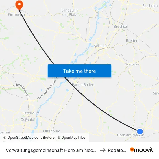 Verwaltungsgemeinschaft Horb am Neckar to Rodalben map
