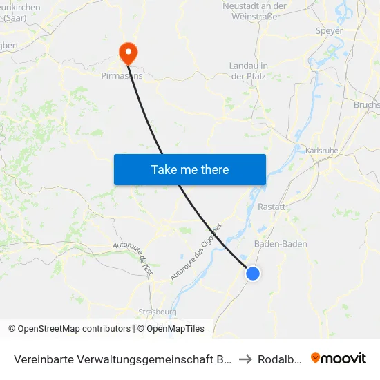Vereinbarte Verwaltungsgemeinschaft Bühl to Rodalben map