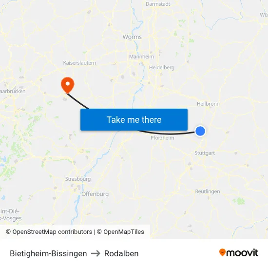 Bietigheim-Bissingen to Rodalben map