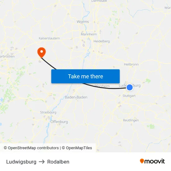 Ludwigsburg to Rodalben map