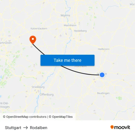 Stuttgart to Rodalben map