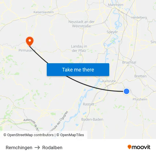Remchingen to Rodalben map