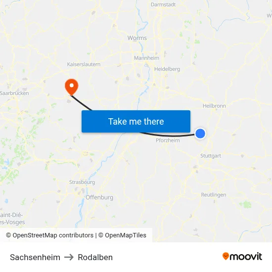 Sachsenheim to Rodalben map