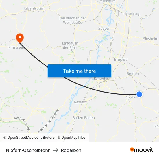 Niefern-Öschelbronn to Rodalben map