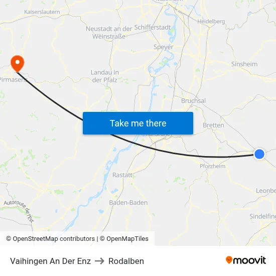 Vaihingen An Der Enz to Rodalben map